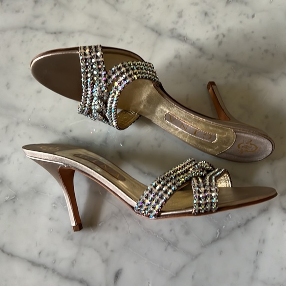 Gina Nocturn Mink Key West Swarovski® Crystal High Heel Stiletto Sandals - Picture 3 of 13